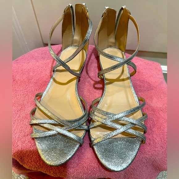 J. Crew Silver Metallic Strappy Sandals - Picture 1 of 5